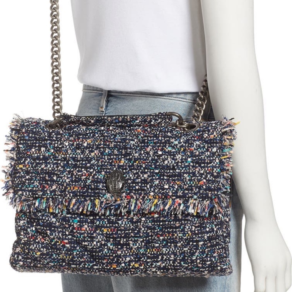 Kurt Geiger Kensington tweed crossbody silver